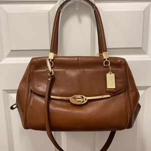 Coach Madison Saffiano leather Madeline EW Satchel (Chestnut)